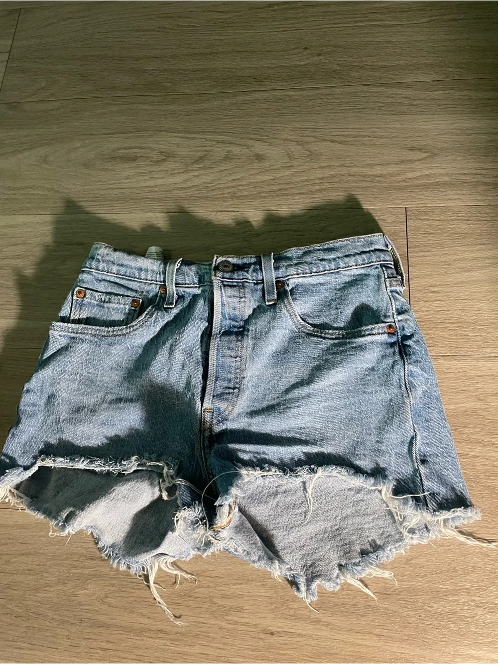 Levi's Light Blue Distressed Denim Cutoff Shorts